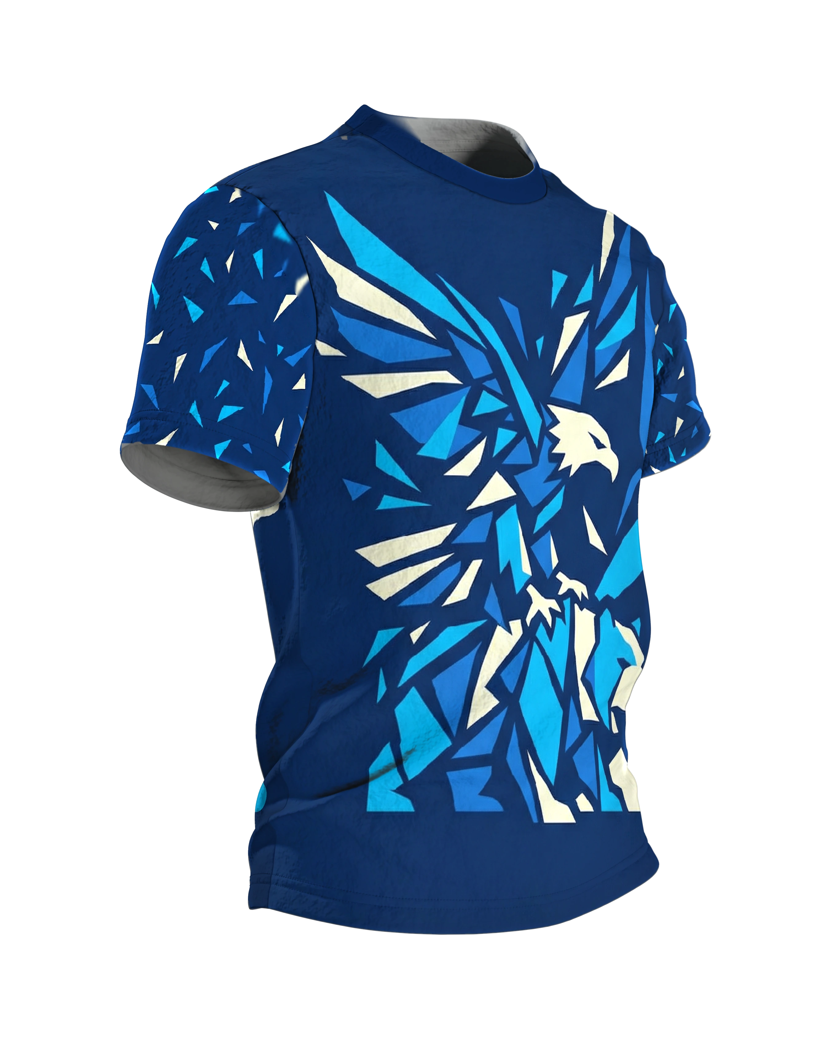 Geometrischer Adler & Bär T-Shirt: Low-Poly Art, Seitenansicht links
