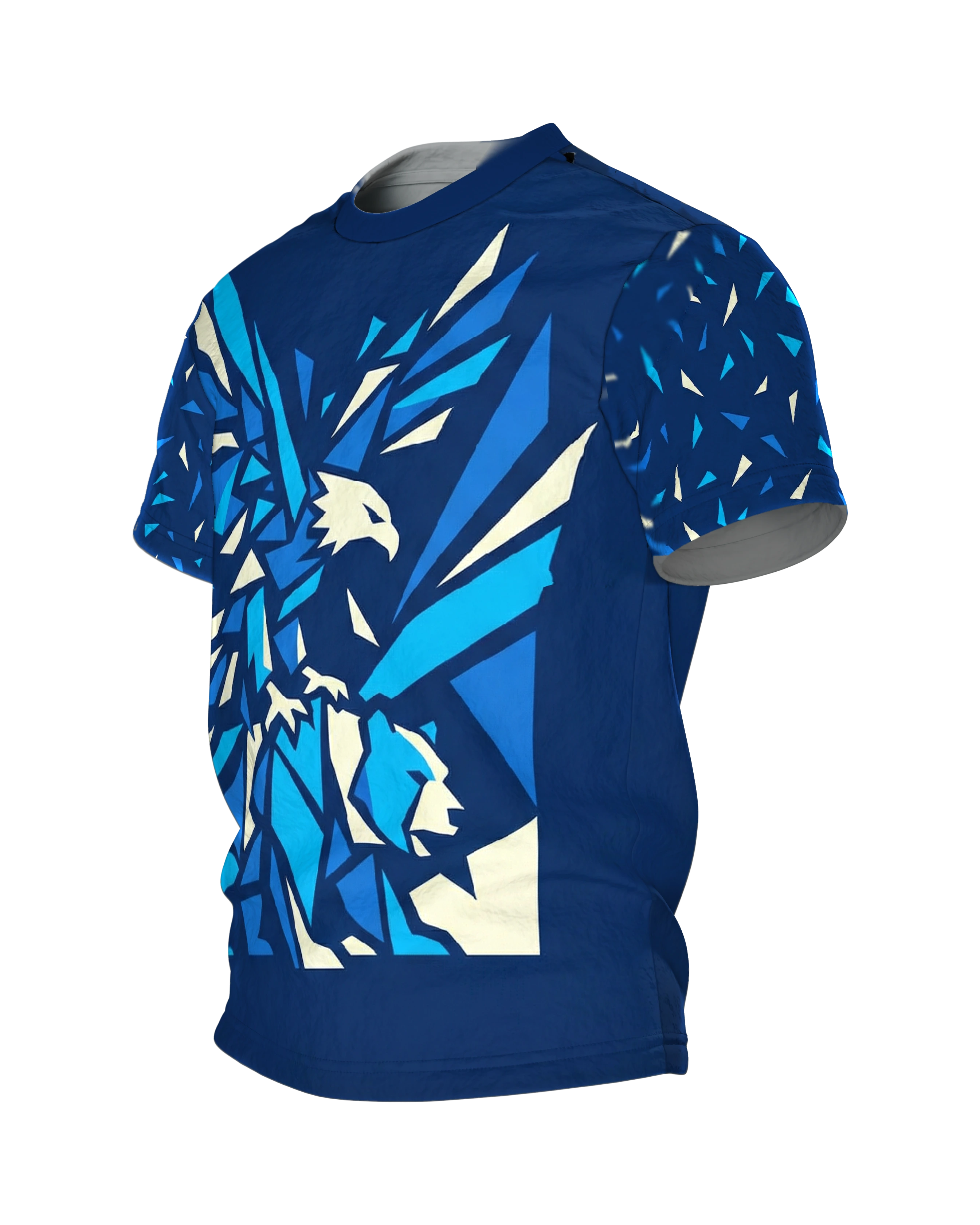 Geometrischer Adler & Bär T-Shirt: Low-Poly Art, Seitenansicht rechts
