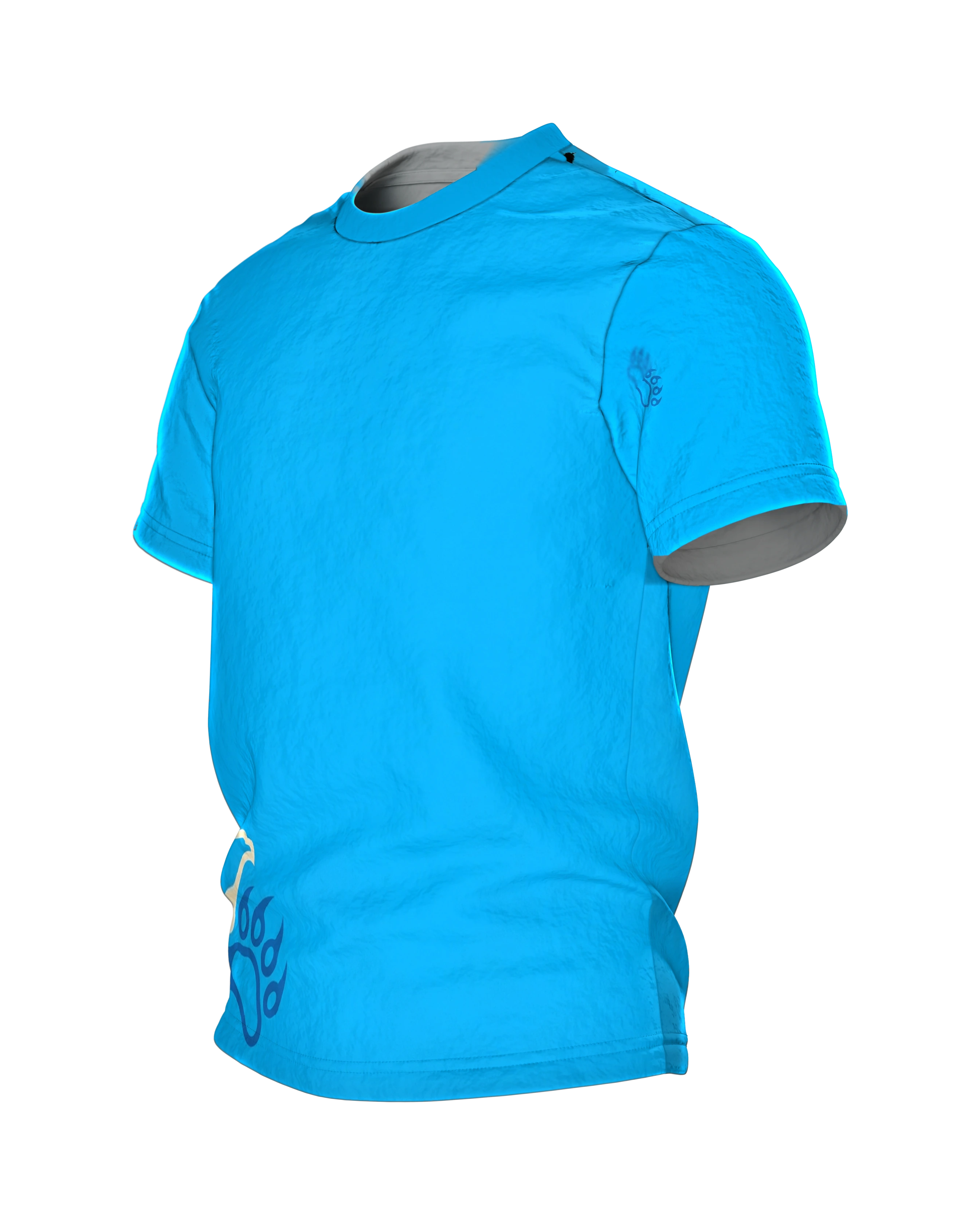 Adler & Bärenpranke T-Shirt: Cyanblaues Naturdesign, Seitenansicht rechts