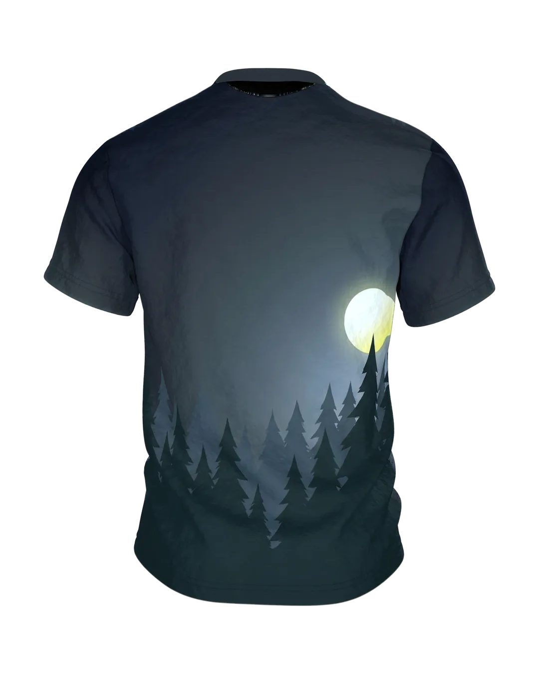 Heulender Wolf T-Shirt: Mondnacht in der Silhouette, Rückseite