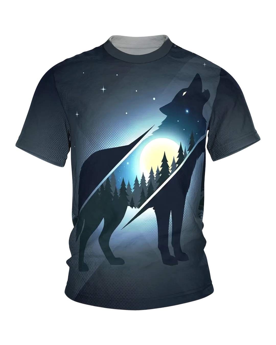 Heulender Wolf T-Shirt: Mondnacht in der Silhouette