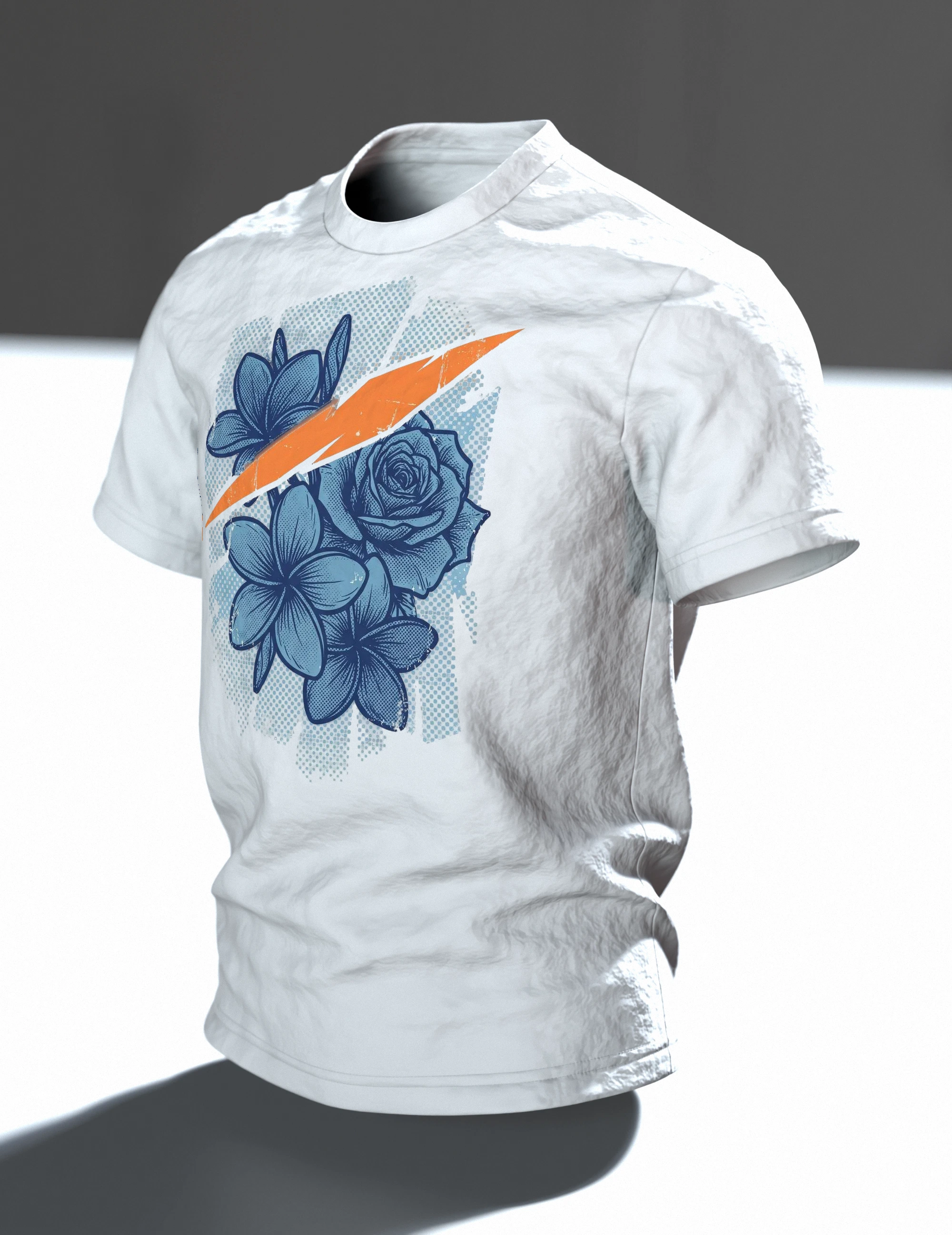 Hawaii Surf Blumen Premium Baumwoll T-Shirt: 90s Retro, Im Raum, schräg