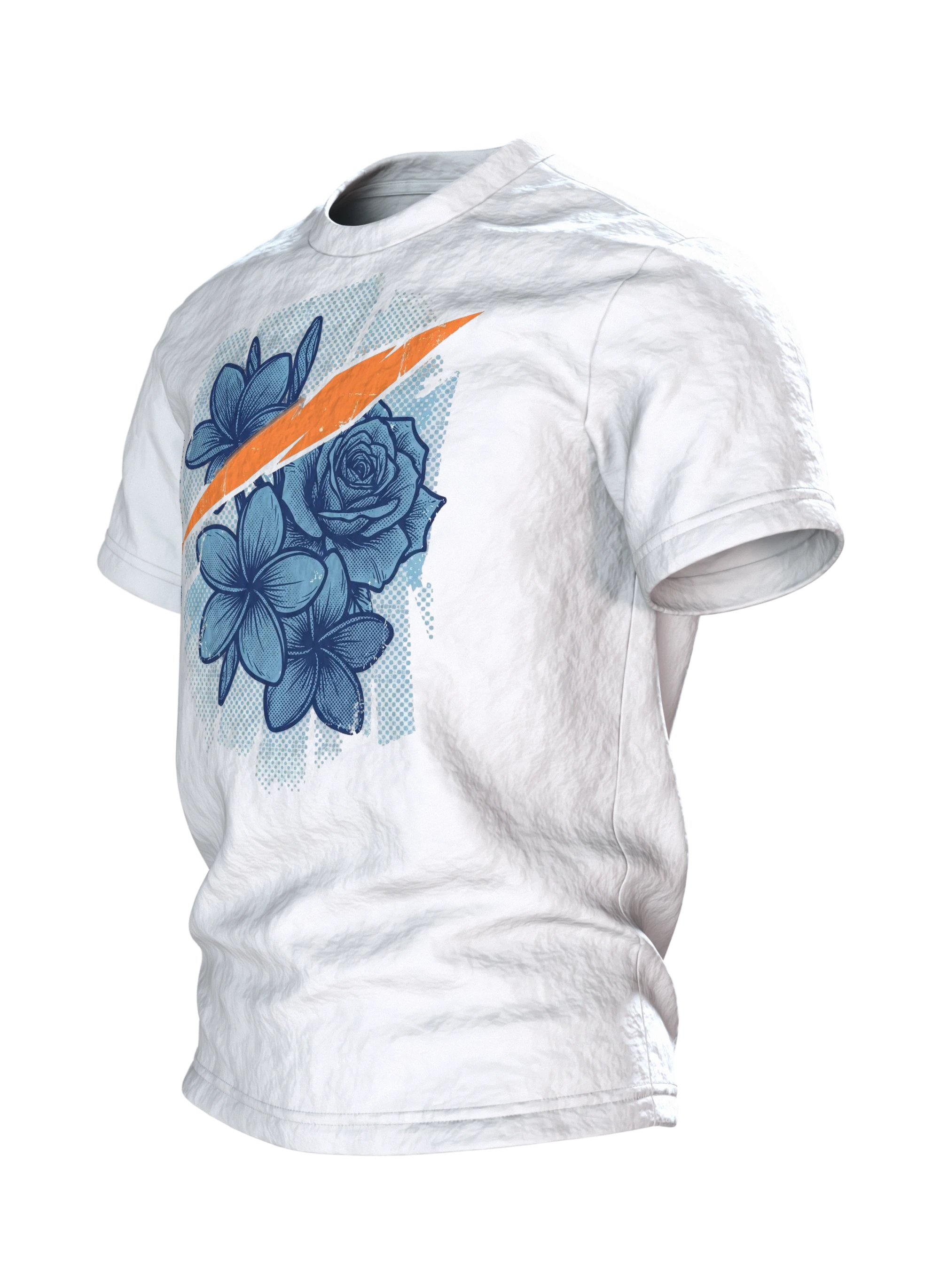 Hawaii Surf Blumen Premium Baumwoll T-Shirt: 90s Retro, Seitenansicht rechts